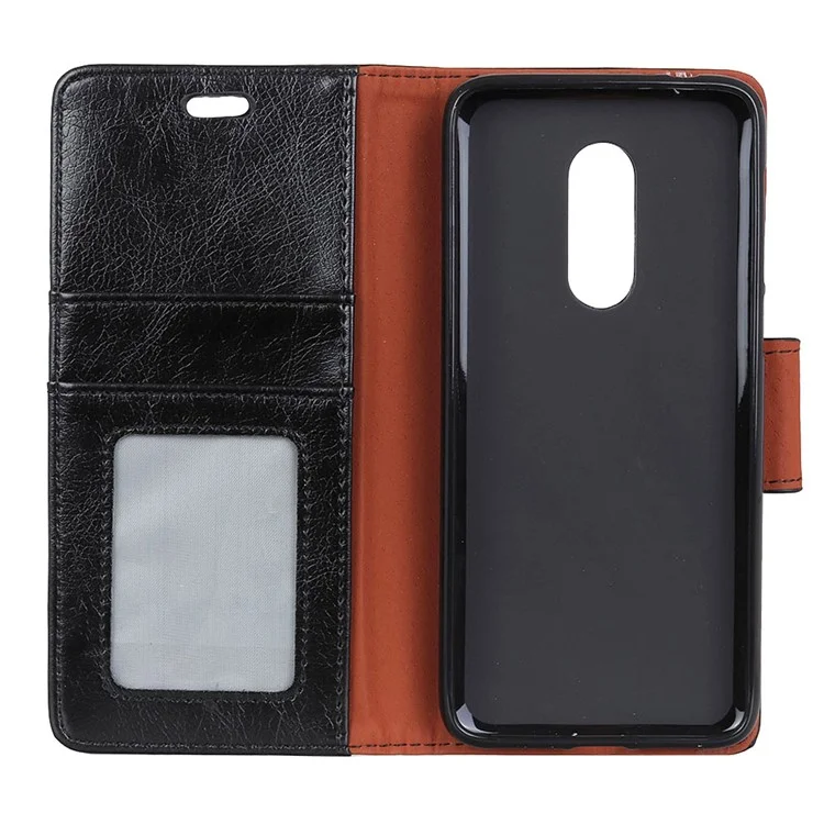 Textured Split Leather Wallet Case for Alcatel 3 - Black