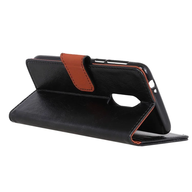 Textured Split Leather Wallet Case for Alcatel 3 - Black
