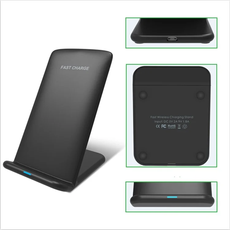 M620 Dual-coil Qi Wireless Charging Stand Charger Pad for iPhone 8/Samsung Galaxy S8 etc.
