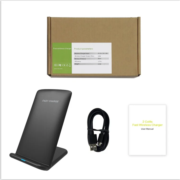 M620 Dual-coil Qi Wireless Charging Stand Charger Pad for iPhone 8/Samsung Galaxy S8 etc.