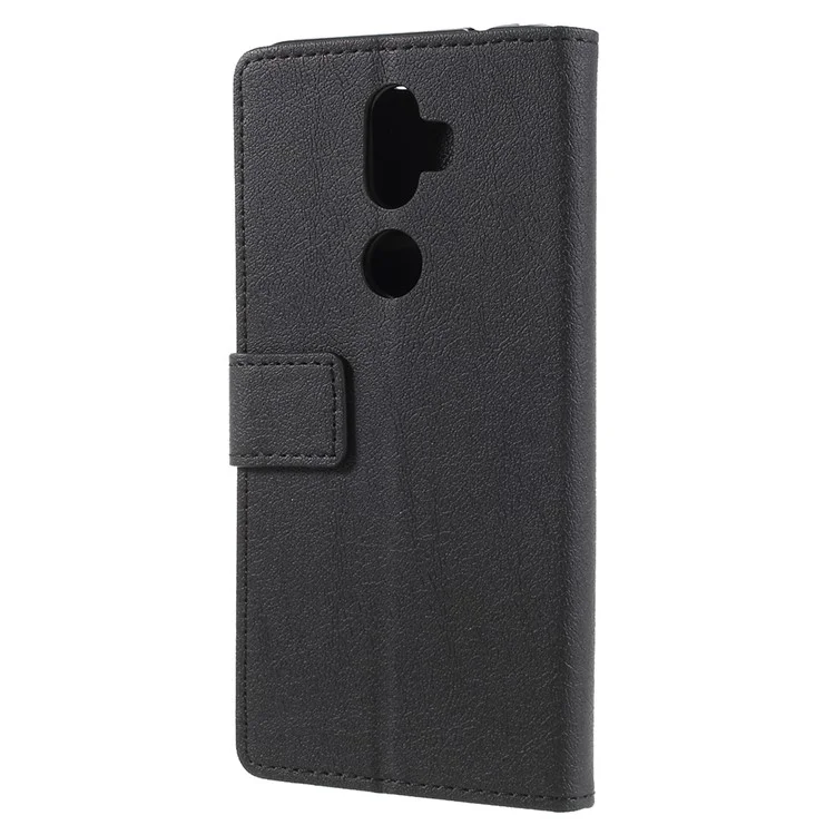 Wallet Stand Magnetic Flip Leather Phone Case for Alcatel 3v - Black