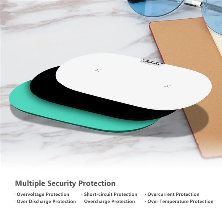 MOMAX Q. Pad Dual Quick Charge Wireless Charging Pad for iPhone X/8/8 Plus, Samsung Note S9 (Not Support FOD Function) - Black