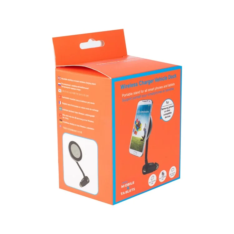 WH-10A 360 Degree Rotating Magnet Qi Wireless Charger 2A USB Car Charger for iPhone Samsung etc.