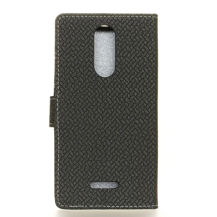 Woven Texture Wallet Stand Leather Phone Case for Alcatel 3C - Black