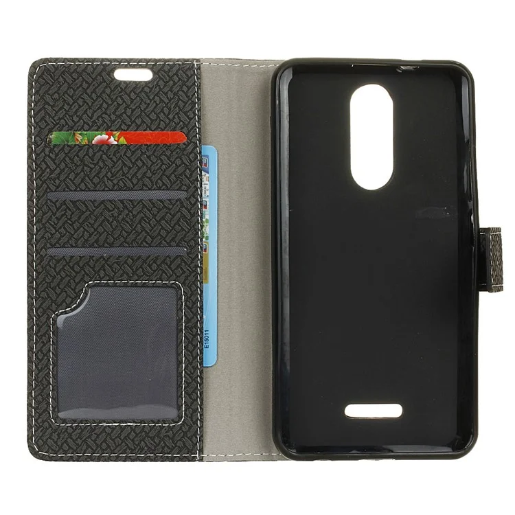 Woven Texture Wallet Stand Leather Phone Case for Alcatel 3C - Black