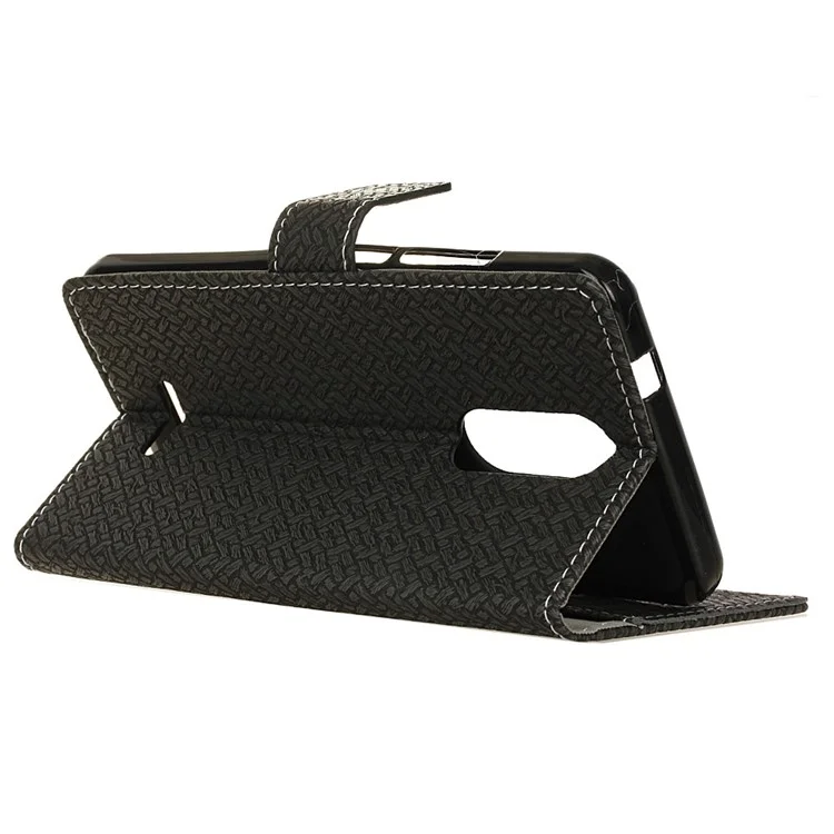 Woven Texture Wallet Stand Leather Phone Case for Alcatel 3C - Black