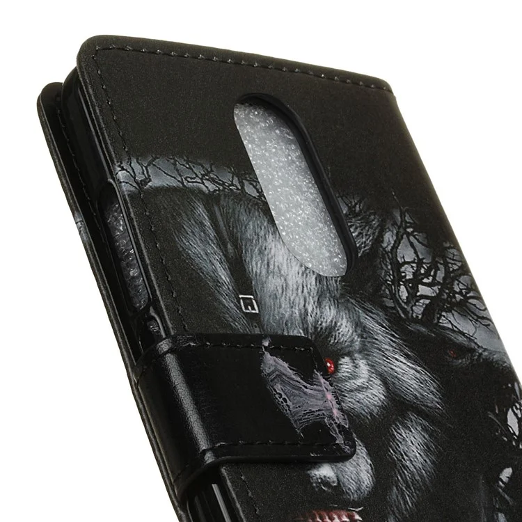 Pattern Printing Stand Leather Wallet Mobile Case for Alcatel 3C - Fierce Wolf