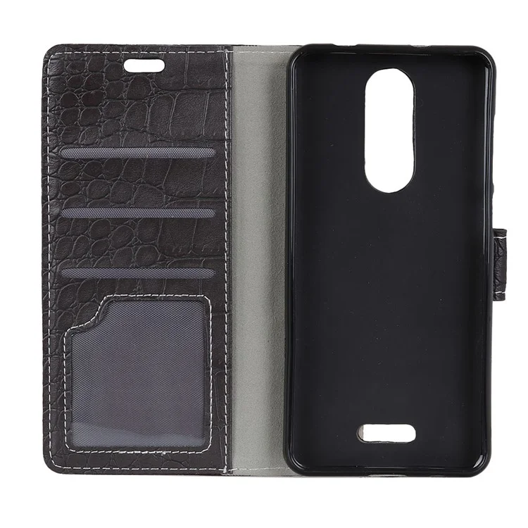 Vintage Crocodile Texture PU Leather Wallet Phone Case for Alcatel 3C - Black
