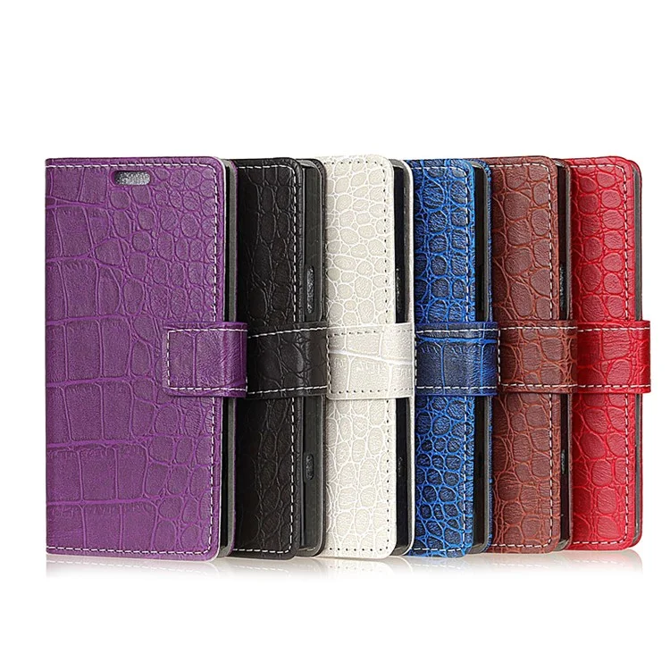 Vintage Crocodile Texture PU Leather Wallet Phone Case for Alcatel 3C - Black
