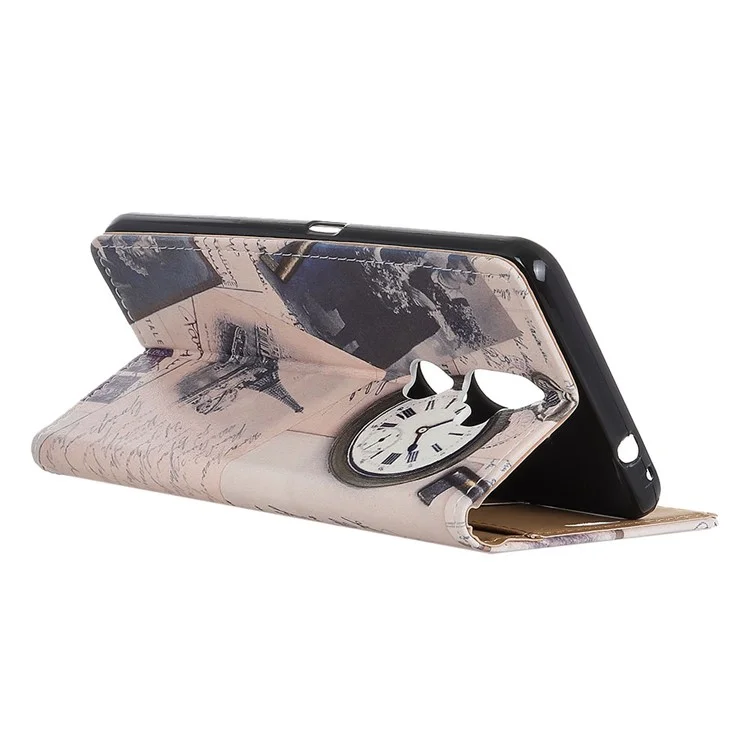 Pattern Printing Wallet Leather Stand Case for Alcatel 3v - Eiffel Tower and Feather
