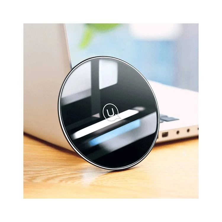 USAMS US-CD55 10W 9V/1.67A Qi Wireless Charger with LED Indication Lights for iPhone X / 8 / 8 Plus etc. - Black