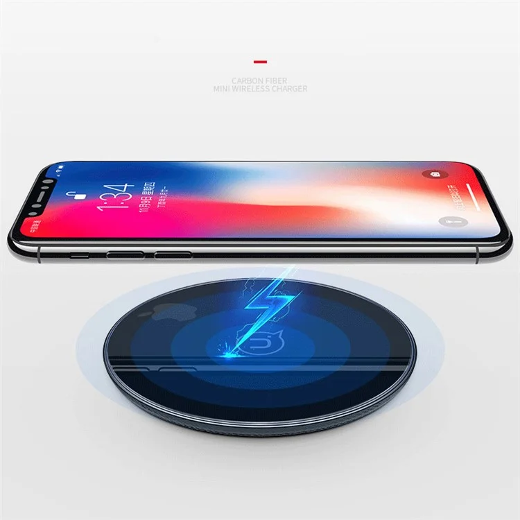 USAMS US-CD55 10W 9V/1.67A Qi Wireless Charger with LED Indication Lights for iPhone X / 8 / 8 Plus etc. - Black