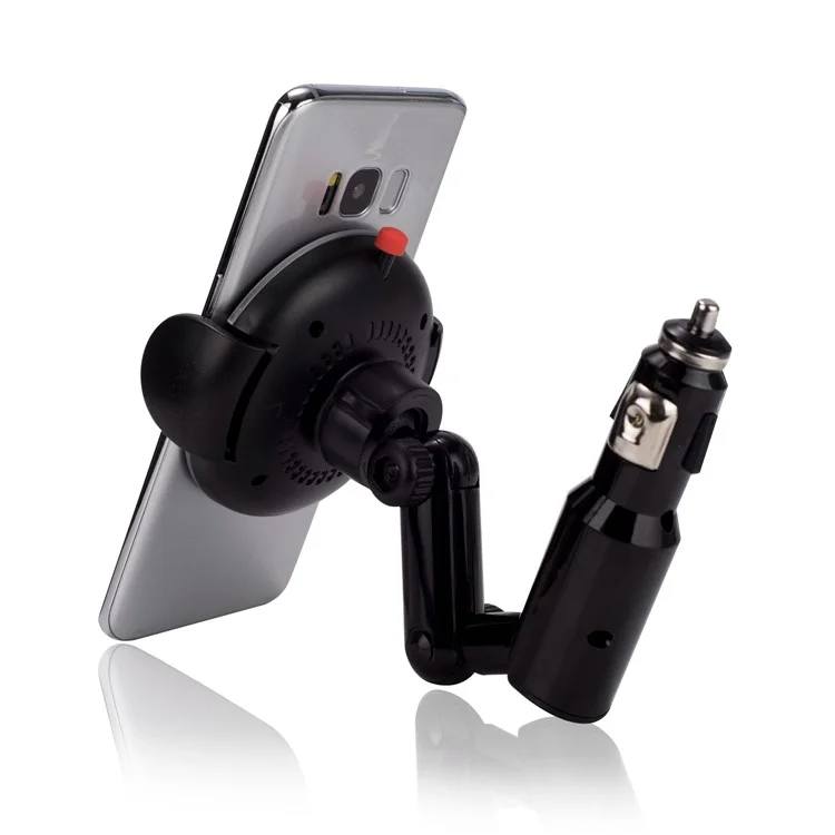 WH-11A 360 Degree Rotating Qi Wireless Charger 2A USB Car Charger for iPhone Samsung etc.