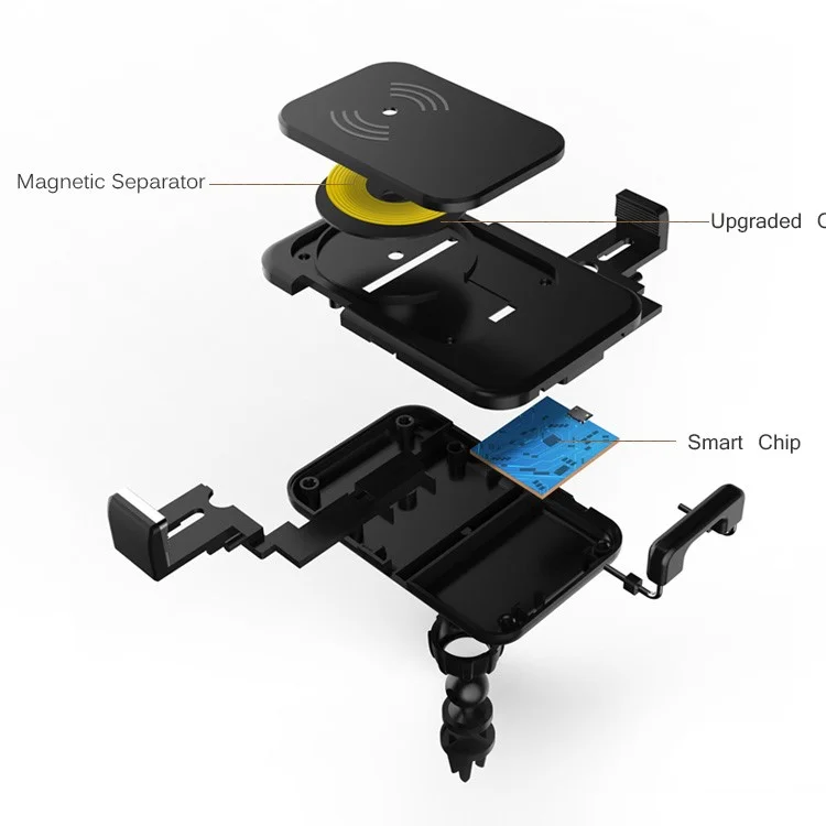T3 360 Degree Rotary Car Air Vent Qi Wireless Charger Mount for iPhone X/8/8 Plus etc