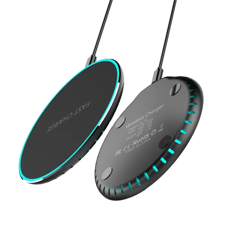 AODUKE Qi Wireless 10W Fast Charging Pad with Colorful LED Light for iPhone X / 8 Plus / 8 Etc.