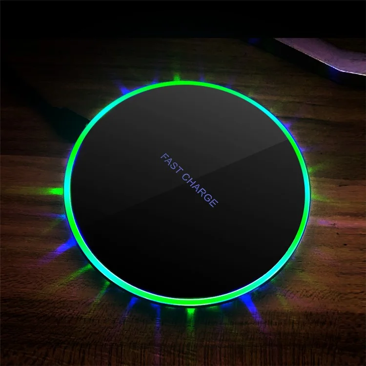 AODUKE Qi Wireless 10W Fast Charging Pad with Colorful LED Light for iPhone X / 8 Plus / 8 Etc.
