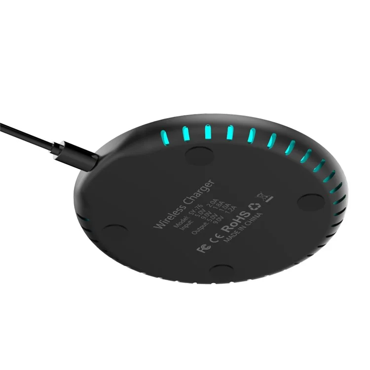 AODUKE Qi Wireless 10W Fast Charging Pad with Colorful LED Light for iPhone X / 8 Plus / 8 Etc.