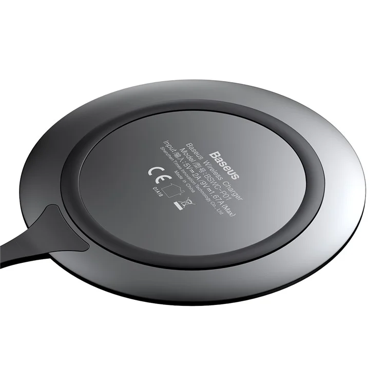 BASEUS Electroplating Zinc Alloy 10W/7.5W Wireless Charging Pad (Not Support FOD Function) - Black
