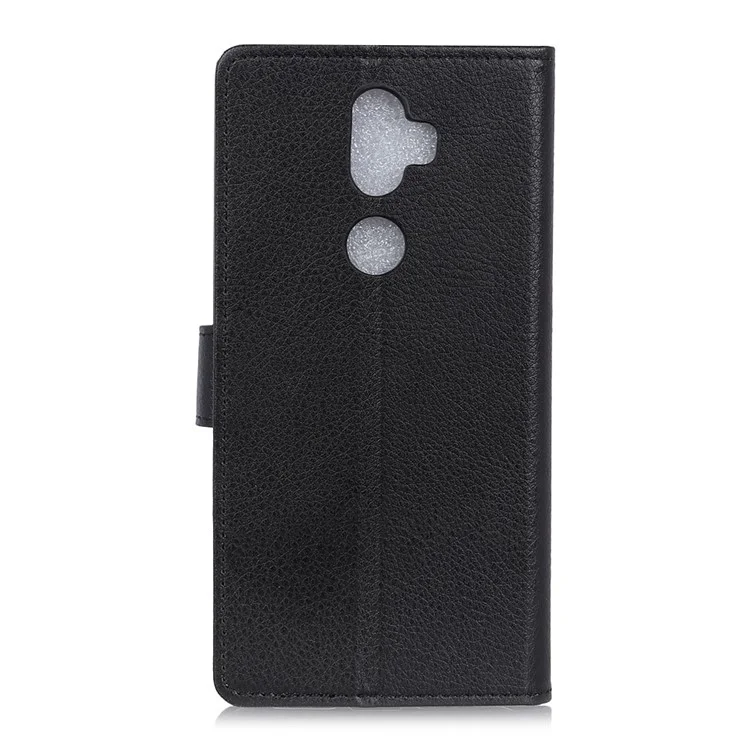 Litchi Texture Wallet Leather Flip Stand Phone Shell for Alcatel 3v - Black