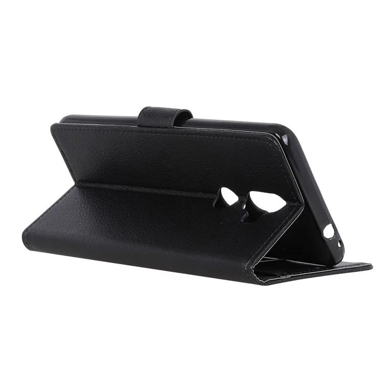 Litchi Texture Wallet Leather Flip Stand Phone Shell for Alcatel 3v - Black