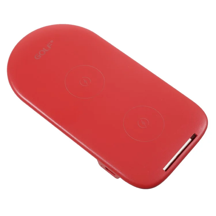 GOLF WQ6 2-Coil 10W Fast Qi Wireless Charging Stand for iPhone X/8/Galaxy S9/S8 Etc - Red