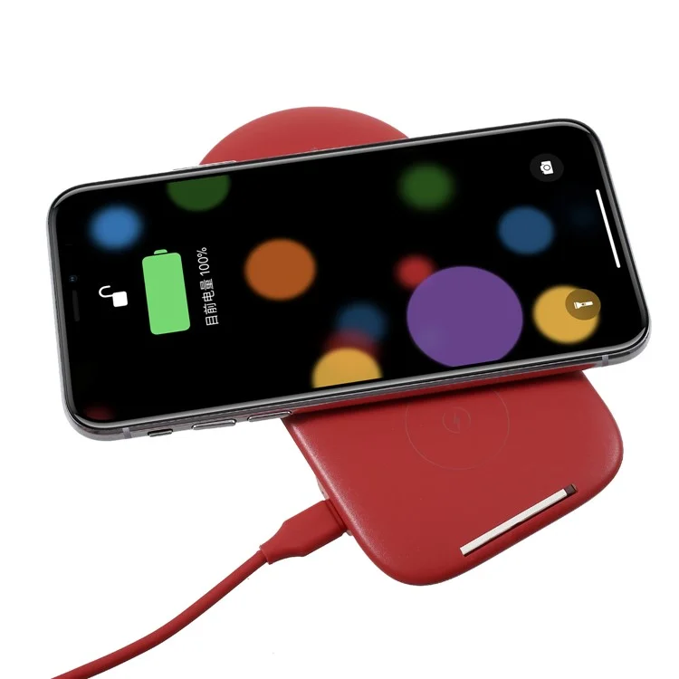 GOLF WQ6 2-Coil 10W Fast Qi Wireless Charging Stand for iPhone X/8/Galaxy S9/S8 Etc - Red