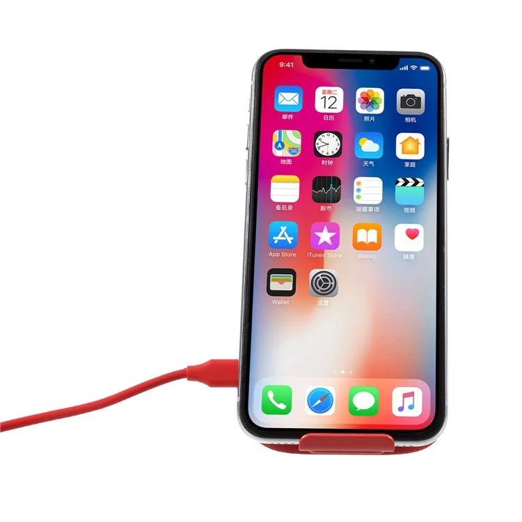 GOLF WQ6 2-Coil 10W Fast Qi Wireless Charging Stand for iPhone X/8/Galaxy S9/S8 Etc - Red