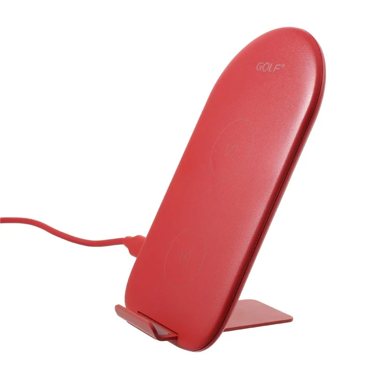 GOLF WQ6 2-Coil 10W Fast Qi Wireless Charging Stand for iPhone X/8/Galaxy S9/S8 Etc - Red