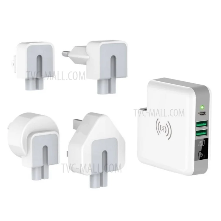 Caricabatterie Wireless 3-in-1 6700mAh + Charger Wireless Qi + Doppio Caricatore Da Parete USB Con Plug AU / UK / US / UE