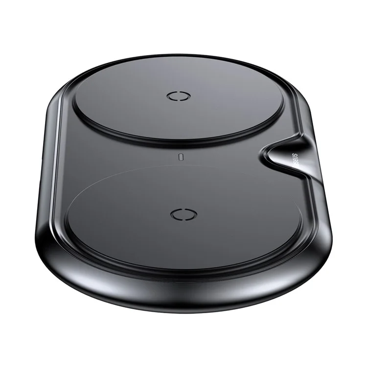 BASEUS Dual Positions Qi Standard Wireless Charger Fast Charging Pad (Not Support FOD Function) - Black / CN Standard Plug