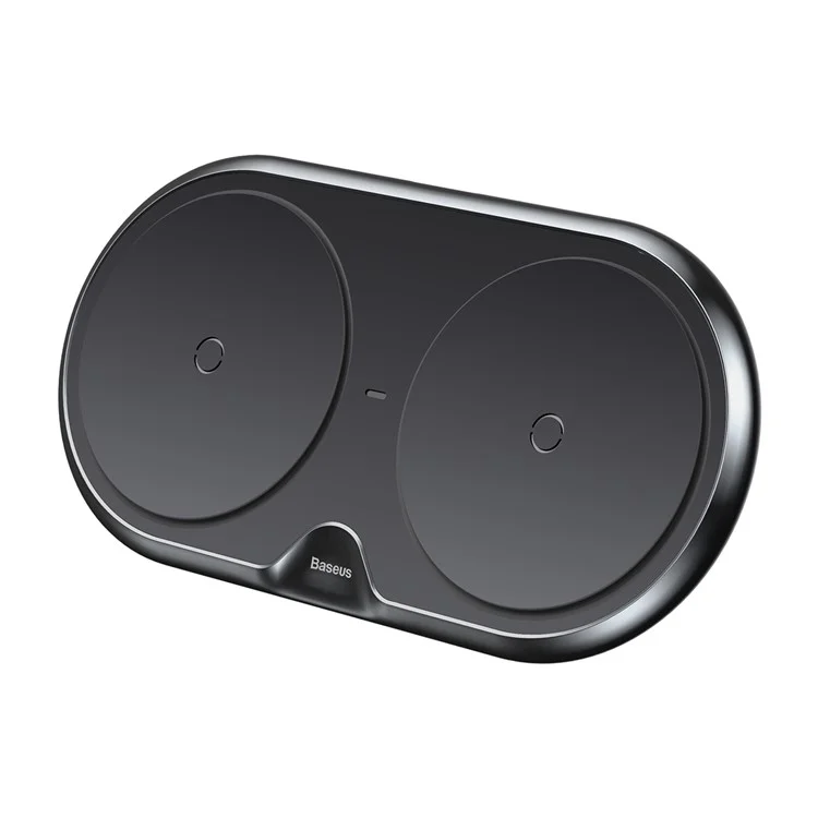 BASEUS Dual Positions Qi Standard Wireless Charger Fast Charging Pad (Not Support FOD Function) - Black / CN Standard Plug