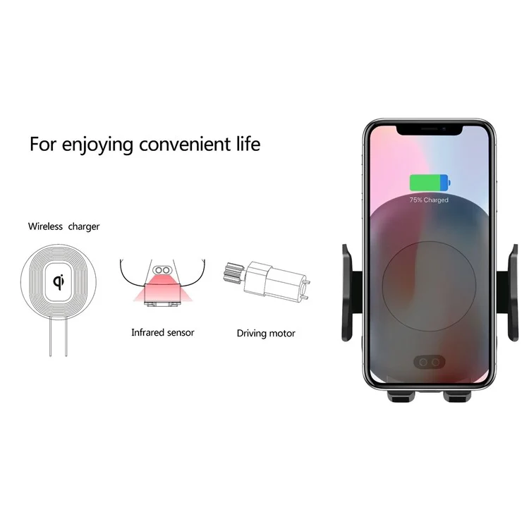C10 Car Air Vent Qi Wireless Charger Automatic Infrared Motion Sensor Phone Charging Holder with CE/RoHS/FCC Certification