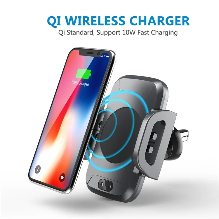 C2 Automatic Wireless Charger Air Vent Car Mount Phone Holder for Samsung Galaxy S9/iPhone X, etc