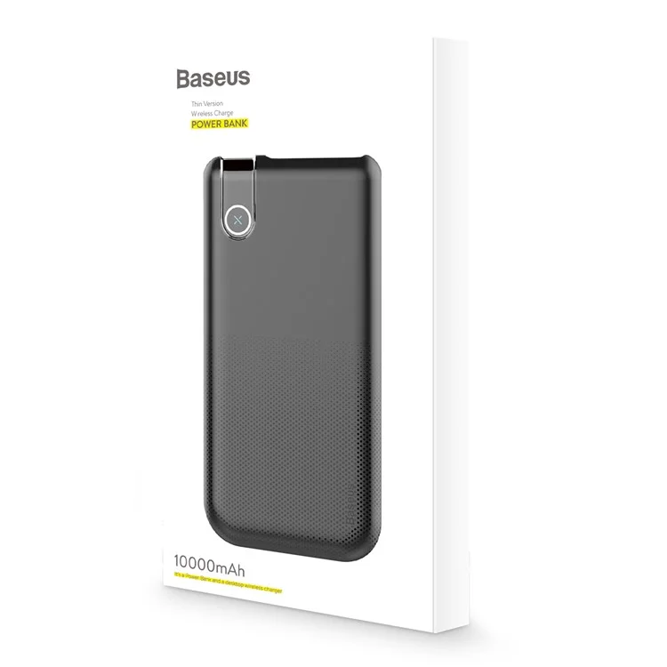 BASEUS Thin Version Wireless Charging Pad (Not Support FOD Function) + 10000mAh Power Bank (CE/FCC/RoHS Certifications) - Black