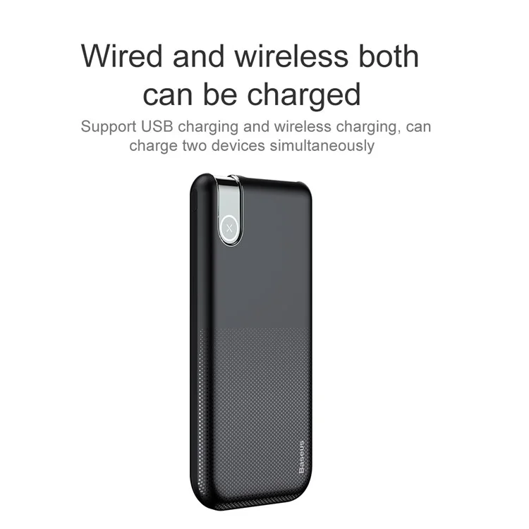 BASEUS Thin Version Wireless Charging Pad (Not Support FOD Function) + 10000mAh Power Bank (CE/FCC/RoHS Certifications) - Black