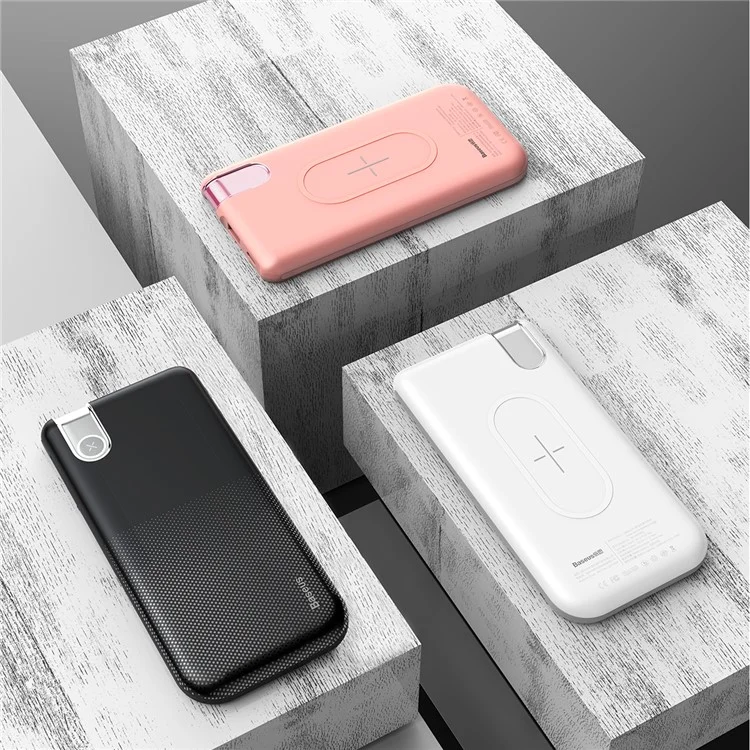 BASEUS Thin Version Wireless Charging Pad (Not Support FOD Function) + 10000mAh Power Bank (CE/FCC/RoHS Certifications) - Black