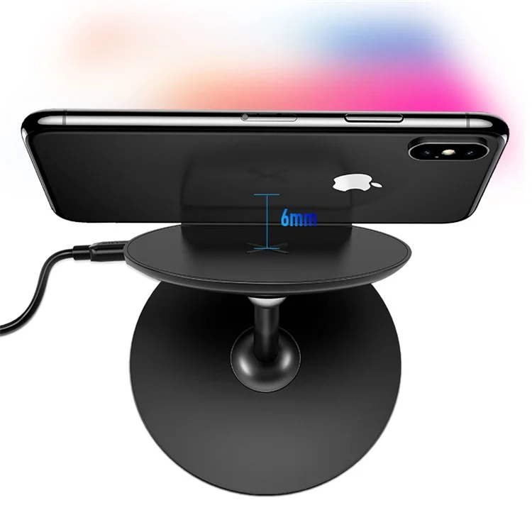 USAMS US-CD56 10W Qi Wireless Fast Charger Car Center Console Stand (CE/RoHS/FCC Certifications) - Black