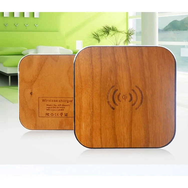 Wooden Qi Wireless Charger Pad Station for iPhone Samsung LG - Black