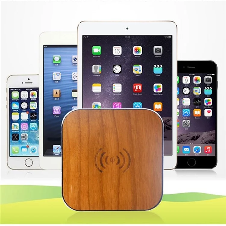 Wooden Qi Wireless Charger Pad Station for iPhone Samsung LG - Black