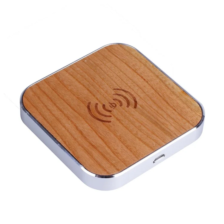 Wooden Qi Wireless Charger Pad Charging Station for Samsung LG Etc - Silver