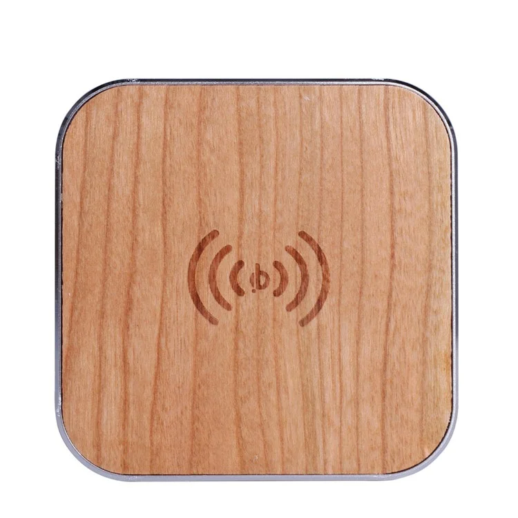 Wooden Qi Wireless Charger Pad Charging Station for Samsung LG Etc - Silver