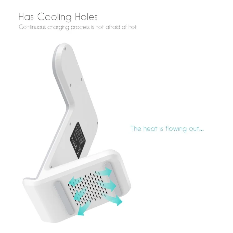 F11 2 in 1 Wireless Charging Stand Qi Fast Charger for iPhone Samsung Phone Apple Watch - White