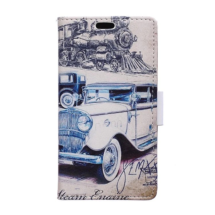 Wallet Leather Case for Alcatel One Touch Go Play 7048X with Stand - Retro Car