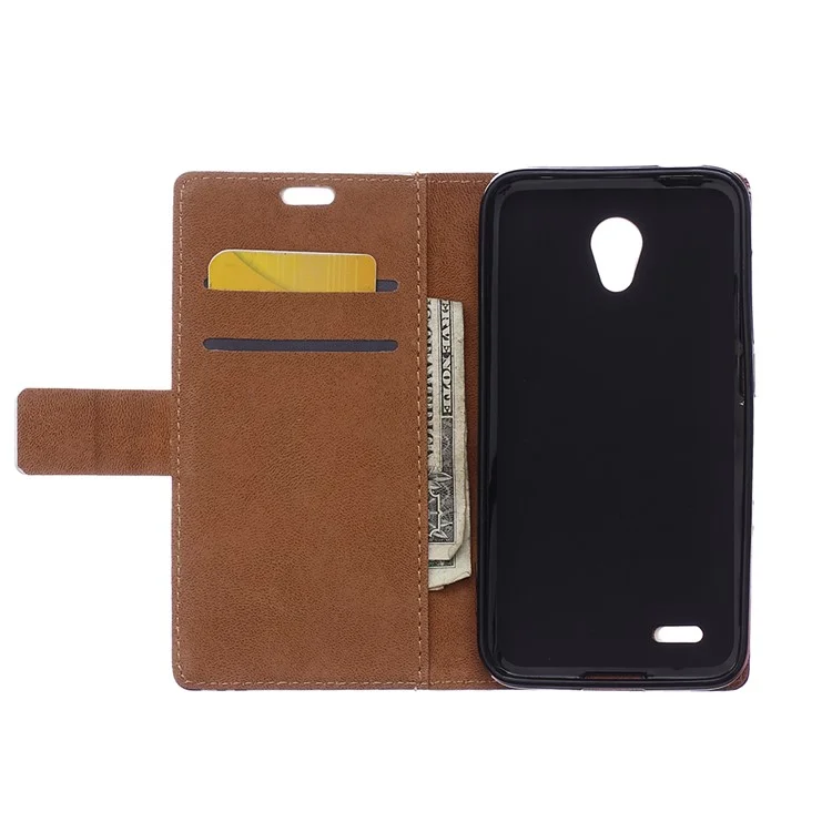 Wallet Leather Case for Alcatel One Touch Go Play 7048X with Stand - Retro Car