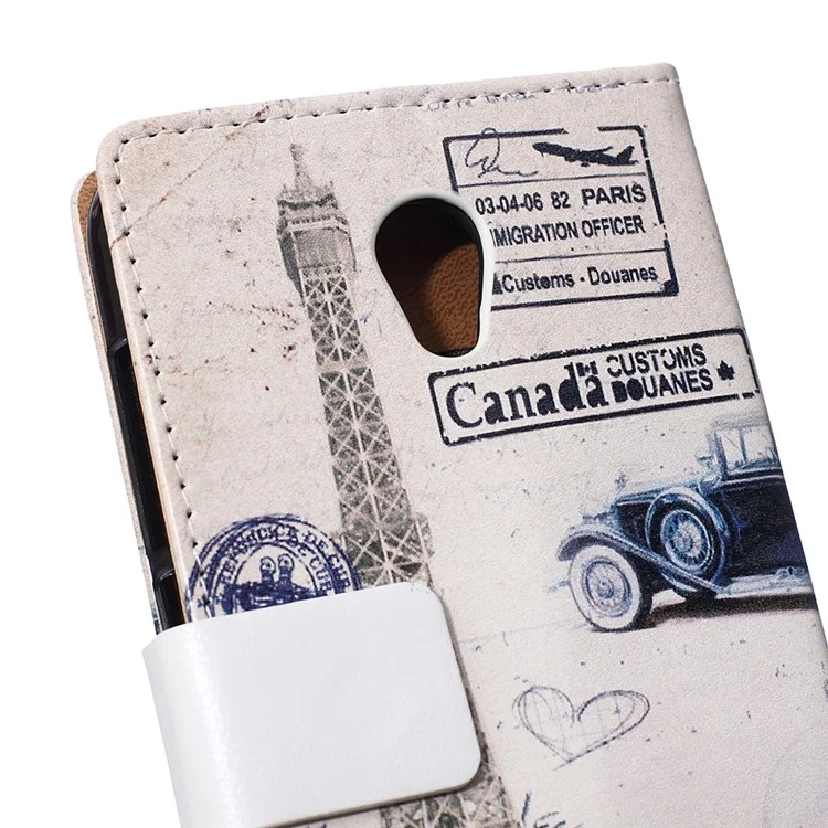 Wallet Leather Case for Alcatel One Touch Go Play 7048X with Stand - Retro Car