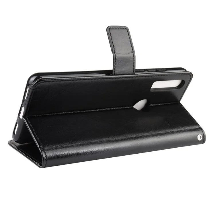 Custodia in pelle di cavallo pazzo per Alcatel 3X (2019) - Nero