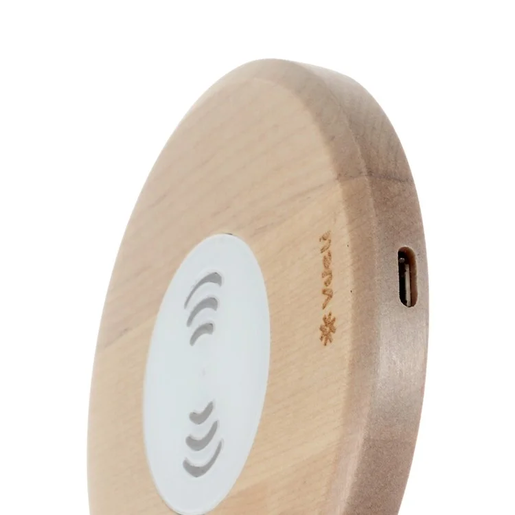 VDELI Limitless Series Round Wood Qi Wireless Charger for Samsung Galaxy Note5/S6
