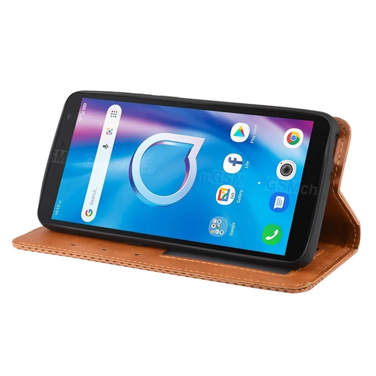 Estojo de Carteira de Couro Estilo Vintage para Alcatel 1B (2020) / 1A (2020) - Marrom