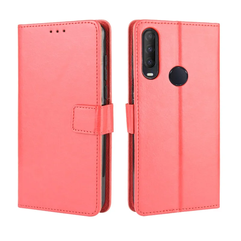 Crazy Horse Skin Special Leather Case with Strap for Alcatel 1S (2020)/1V (2020)/3L (2020) - Red
