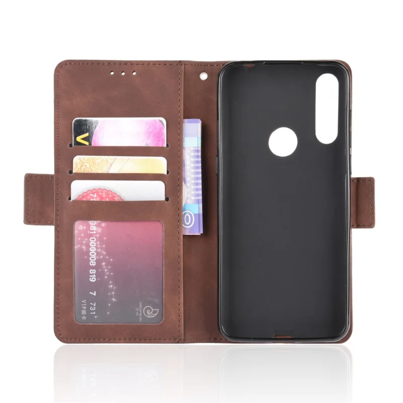 Кожаный специальный чехол с множеством слотов для карт для Alcatel 1S/1V/3L (2020) - коричневый